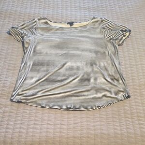 Ann Taylor Factory Navy and White Striped Blouse